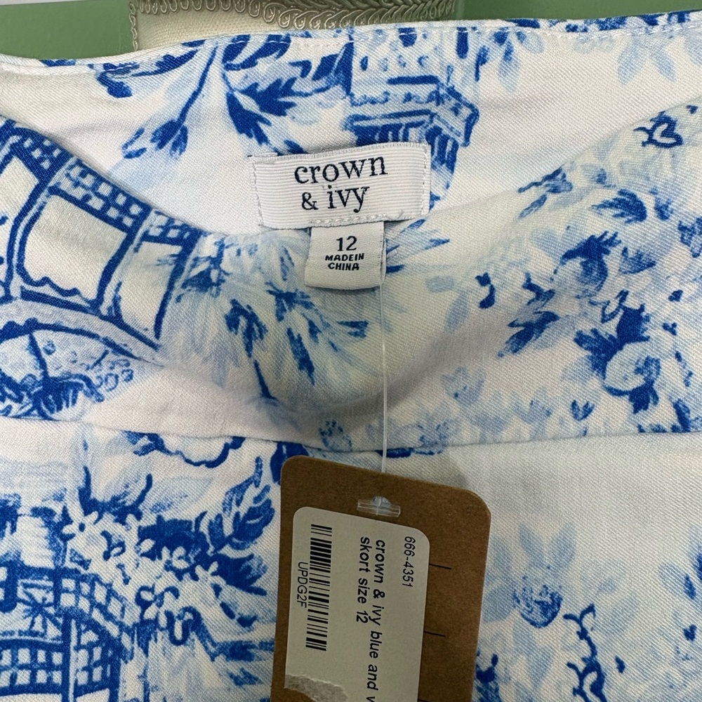 Crown & Ivy Blue and White Mini Skirt - Picture 5 of 5